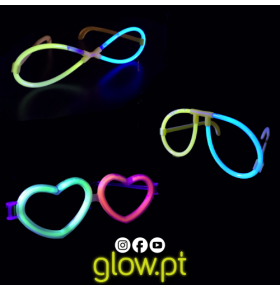 Óculos Glow (Aviador, Coração, Infinito) Pack 6