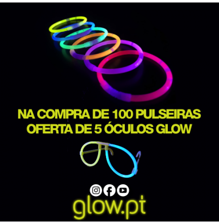 Pulseiras Glow Multicor (Pack 100) OFERTA 5 ÓCULOS